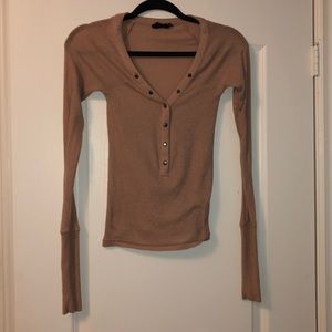 Long sleeve henley top
